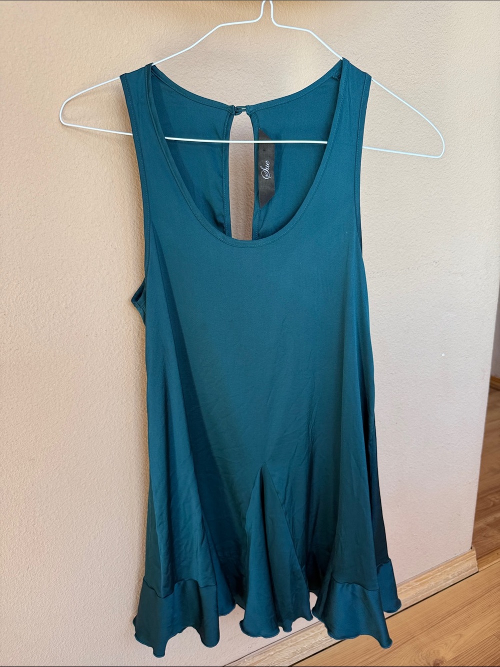 Chloe Teal Ruffle-Hem Sleeveless Tank